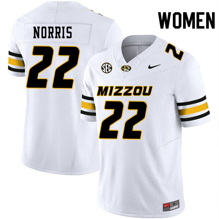 Women #22 Will Norris Missouri Tigers College Football Jerseys Stitched-White